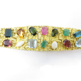 Vintage 1960 H. Stern Designer 18k Emerald Aquamarine Gemstone Cuff Bracelet