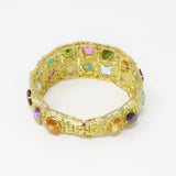 Vintage 1960 H. Stern Designer 18k Emerald Aquamarine Gemstone Cuff Bracelet