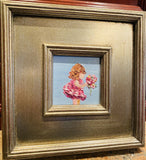 KADLIC Impressionist Girl Child Original Oil Painting Silver Gilt Frame Fine Art