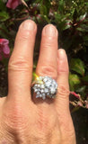 Vintage Midcentury 18k Gold 4ct Diamond Cluster Cocktail Ring