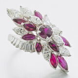 Vintage Midcentury 1950s Retro Platinum 4.50ct Ruby VS Diamond Ring