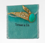 Stunning Tiffany & Co. 18k Gold Turquoise 0.92 ct Diamond Pin / Brooch / Pendant