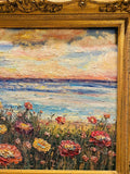 KADLIC Abstract Sunset Seascape Impasto Original Oil Painting Gold Frame 24