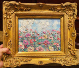 KADLIC Original Oil Painting Floral Landscape Impasto Gold Gilt 15" Frame