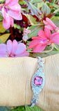 Art Deco Vintage Retro Estate 14k Gold Diamond Pink Tourmaline Bracelet