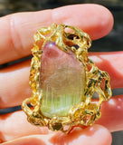 Vintage ARTHUR KING 18k Gold  Watermelon Pink Green Tourmaline Pendant Brooch