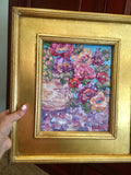 KADLIC Floral Poppies Flowers Original Oil Painting 8x10 Gold Gilt Leaf Frame