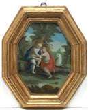 Antique 18th Century Baby Jesus St. John Baptist Reverse Oil Original Painting