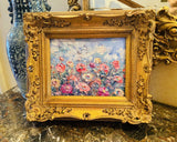 KADLIC Original Oil Painting Floral Landscape Impasto Gold Gilt 15" Frame