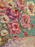 KADLIC Abstract Floral Still Life Impasto Original Oil Painting Gold Frame