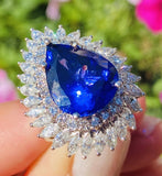 Vintage Ring-dant Platinum 11ct Pear Tanzanite VS Diamond Ballerina Ring Pendant