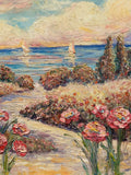 KADLIC Abstract Sunset Seascape Impasto Original Oil Painting 24” Large Art