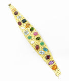 Vintage 1960 H. Stern Designer 18k Emerald Aquamarine Gemstone Cuff Bracelet