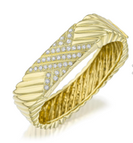 Heavy Vintage Estate Italian 18k Gold Hinged Retro Diamond X Cuff Bracelet 60g