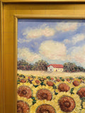 KADLIC Impressionist Tuscany Sunflowers Original Oil Painting Gold Frame 24"