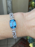 Vintage Mid Century Platinum VS 4ct Diamond Topaz Bracelet