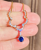 Vintage Estate Kurt Wayne 18k Gold Blue Sapphire Diamond Necklace