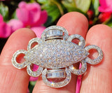 Vintage Estate 18k Gold 3.00ct G VS Pave Diamond Brooch/Pin/Pendant