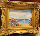 KADLIC Original Oil Painting Impressionist Seascape Impasto Gold Gilt 15" Frame