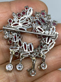 Art Deco Antique 6.00ct Ruby Marquise Diamond 18K Brooch Pendant Necklace