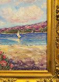 KADLIC Impressionist Wildflowers Floral Original Oil Painting Gold Gilt Frame