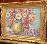 20x24 Vase Flowers Floral Still Life KADLIC Original Oil Painting Art Gilt Frame