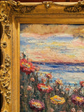 KADLIC Abstract Sunset Seascape Impasto Original Oil Painting Gold Frame 24