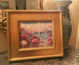 KADLIC French Poppies Seascape Sailboats Gilt Wood Frame 8x10”