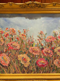 KADLIC Abstract Wildflowers Impasto Original Oil Painting Gilt Gold Frame 24