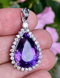 Vintage Estate 14k Gold Diamond Amethyst Necklace Pendant