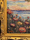 KADLIC Abstract Sunset Seascape Impasto Original Oil Painting Gold Frame 24