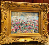 KADLIC Original Oil Painting Floral Landscape Impasto Gold Gilt 15" Frame