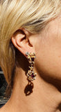 18k Gold ARTHUR KING Red Rubellite Tourmaline VS Diamond Dangle Earrings