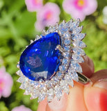 Vintage Ring-dant Platinum 11ct Pear Tanzanite VS Diamond Ballerina Ring Pendant
