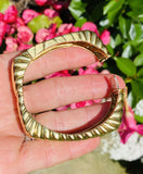 Heavy Vintage Estate Italian 18k Gold Hinged Retro Diamond X Cuff Bracelet 60g