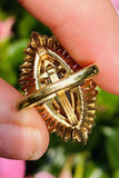 Vintage 18k Gold Aquamarine Ring-Dant Diamond Baguette Halo Ballerina Ring