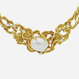 Stunning Arthur King 18k Gold Diamond South Sea Pearl Collar Necklace, 63g