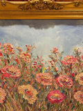 KADLIC Abstract Wildflowers Impasto Original Oil Painting Gilt Gold Frame 24