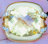 Vintage Marlene Stowe 18k Gold 45ct Lemon Citrine VS Diamond Pendant Brooch