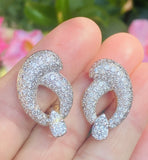 Vintage Estate Platinum 14k Gold 4.90ct VS Pave Diamond Drop Pendant Earring Cli