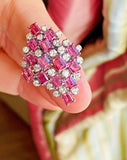 Vintage Estate Retro 18k Gold Vintage Retro pink Tourmaline Diamond Cluster Ring