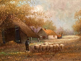 Signed Antique Danish Original Oil Painting Landscape, 19th Century