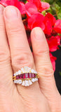 KURT WAYNE 2.00ct 18k Gold Ruby VS Diamond Cluster Anniversary Band Ring VIDEO