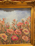 KADLIC Abstract Wildflowers Impasto Original Oil Painting Gilt Gold Frame 24