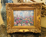 KADLIC Original Oil Painting Floral Landscape Impasto Gold Gilt 15" Frame