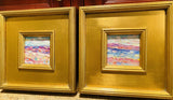 KADLIC PAIR Of Abstract Impasto Original Oil Paintings Gold Gilt Frame Fine Art