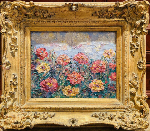 KADLIC Floral Landscape Wild Flowers Gilt Wood Frame 8x10”