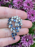 Art Deco Antique 5.00ct Sapphire Marquise Diamond 18K Brooch Pendant Necklace