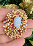 Vintage Estate JGJLRY 18k Gold 6.25ct VS Diamond Opal Necklace Pendant Brooch