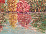 KADLIC Abstract Trees Autumn Landscape Impasto Original Oil Painting 24x20”